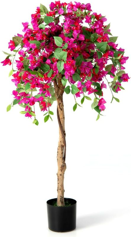 Photo 1 of 4.4FT Bougainvillea Artificial Tree, Tall Fake Floor Plant for Indoor Outdoor Décor With 3 Lights