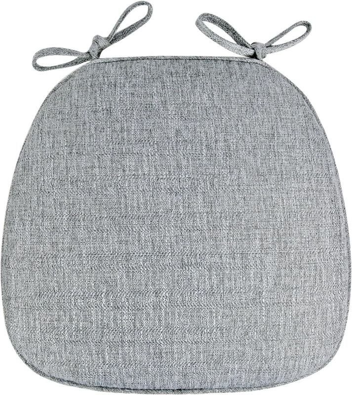 Photo 1 of Chair Cushion with Ties for Dining Chairs, Non Slip Seat Pad with Machine Washable Cotton Linen Cover Light Grey 17" x 16" Set of 4