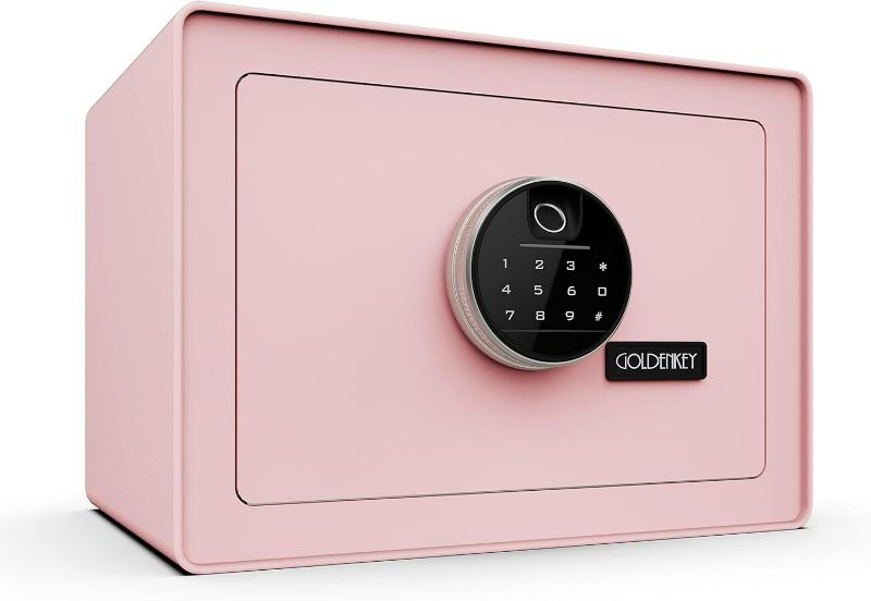 Photo 1 of Digital Security Safe and Lock Box, Small Safe box for Money, Keypad Lock, Perfect for Home Office Hotel Business Jewelry Gun Use Storage,0.66 Cubic Feet, Pink