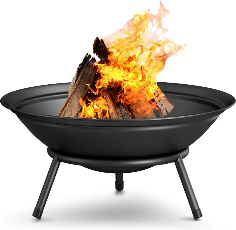 Photo 1 of AMAGABELI GARDEN & HOME Fire Pit Outdoor Wood Burning Fire Bowl 22.6in with A Drain Hole Fireplace Extra Deep Large Round Outside Backyard Deck Camping Heavy Duty Metal Grate Rustproof