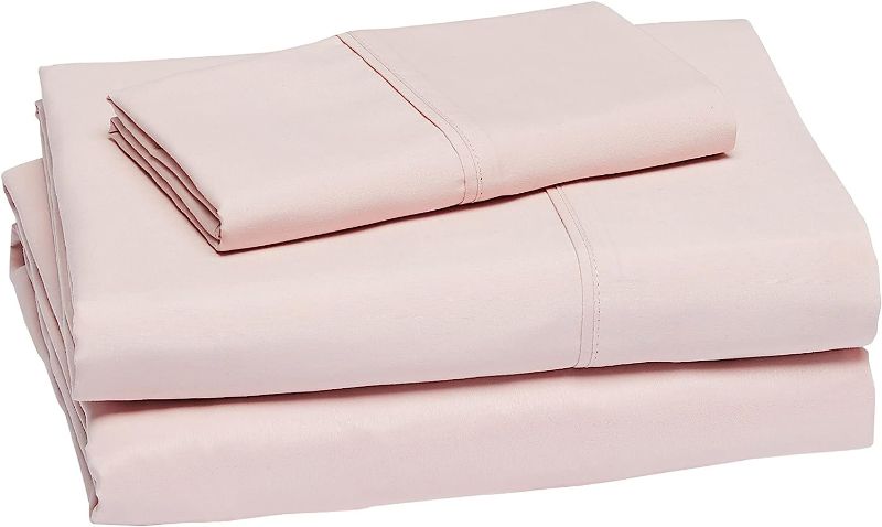 Photo 1 of Twin - Amazon Basics Lightweight Super Soft Easy Care Microfiber 3-Piece Bed Sheet Set with 14-Inch Deep Pockets, Twin, Blush Pink, Solid
