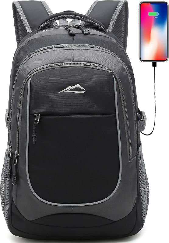 Photo 1 of Backpack for College Sturdy Bookbag Travel Business with USB Charging Port Laptop compartment Chest Straps Anti Theft Night Light Reflective (Black)
