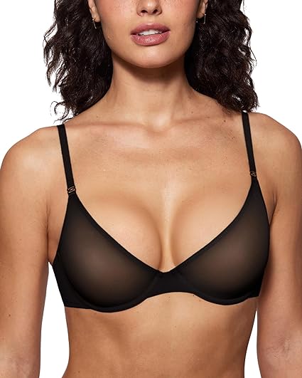 Photo 1 of Bra size 34 DD Women's Cosnufy Sheer Balconette Bra Demi Unlined Plunge Mesh See Through Sexy Bras Underwire
