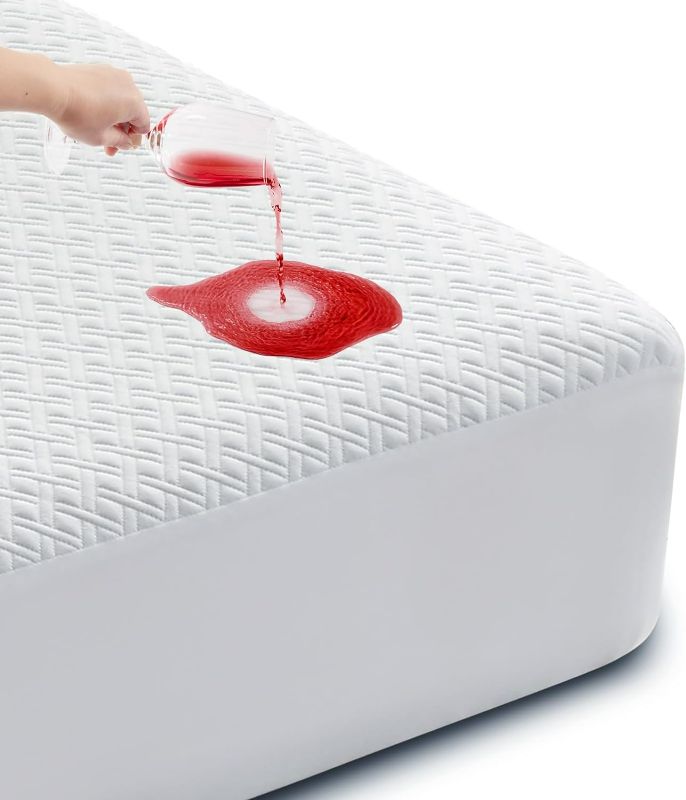 Photo 1 of Cozymaker Queen Size 100% Waterproof Mattress Protector, Cooling Mattress Cover Fitted 8-21" Deep Pocket, 3D Air Fabric Soft Breathable Bed Mattress Pad Cover Noiseless Washable
