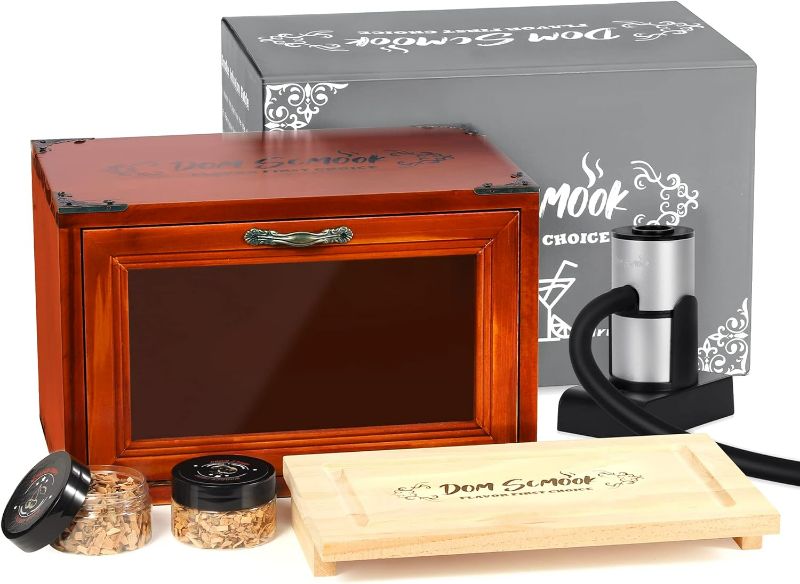 Photo 1 of Cocktail Smoker Kit with Smoking Gun & Cocktail Smoker Box - Whiskey Smoker Kit with Wood Chips (Apple & Cherry) - Old Fashioned Bourbon Drink Smoker Kit
