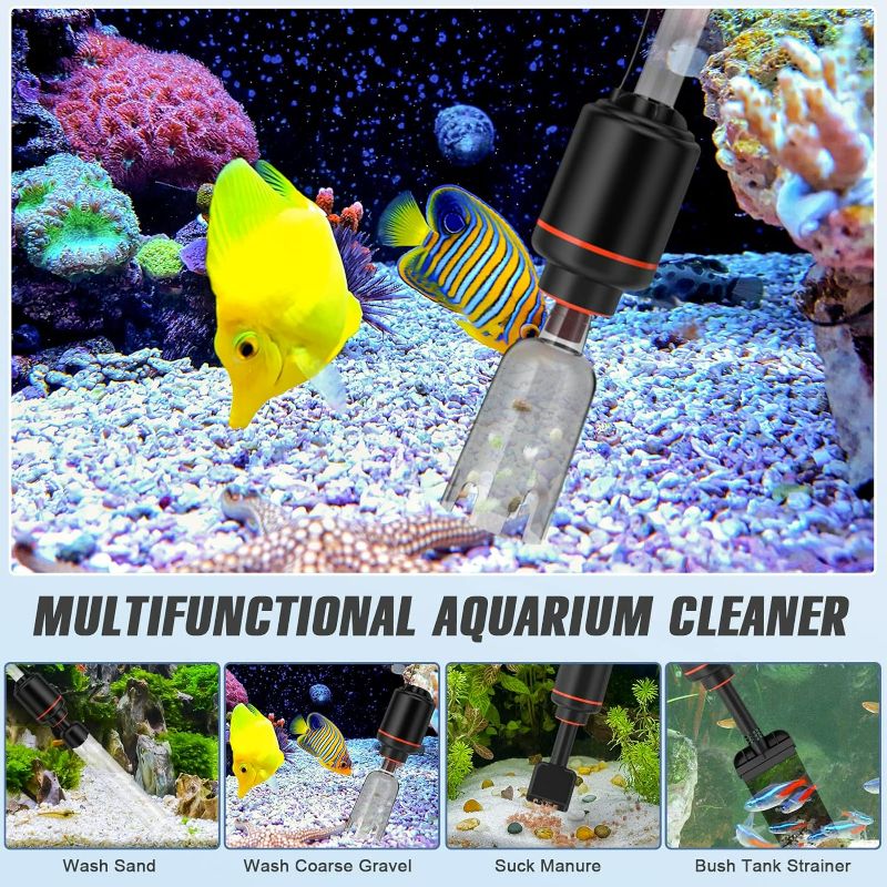 Photo 1 of Electric Aquarium Gravel Cleaner, Automatic Fish Tank Cleaning Tools Gravel Vacuum Cleaner for Aquarium Fish Tank Water Changer Wash Sand Water Filter and Water Circulation
