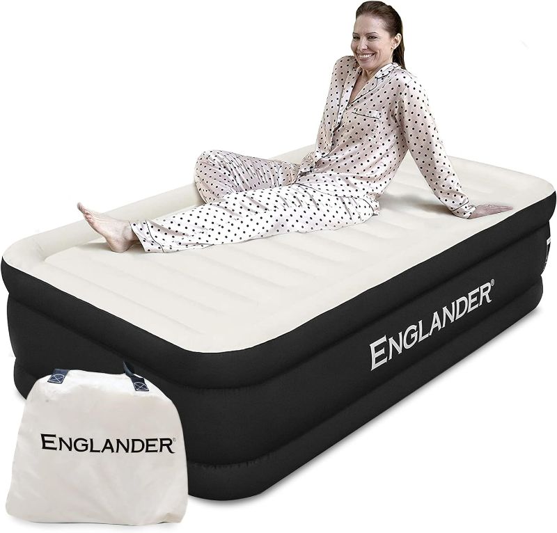 Photo 1 of Englander Air Mattress w/Built in Pump - Luxury Double High Inflatable Bed for Home, Travel & Camping - Premium Blow Up Bed for Kids & Adults
