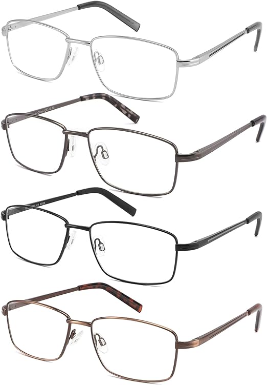 Photo 1 of 4 Pack Reading Glasses for Men, Computer Readers with Spring Hinge, Anti UV Ray/Eye Strain/Glare
