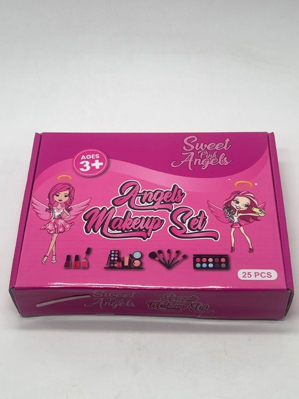 Photo 2 of 25 PCS Girls Makeup Kit Sweet Pink Angels For Kids With Cosmetic Bag
