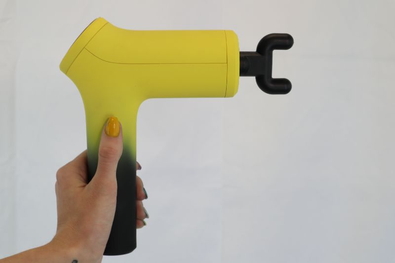 Photo 2 of BCORE MASSAGE GUN CHARGES 6 HOURS FOR FULL POWER 10 SPEED LEVELS 6 ADJUSTABLE HEADS FOR UPPER BODY OR LOWER BODY COLOR YELLOW AND BLACK NEW 