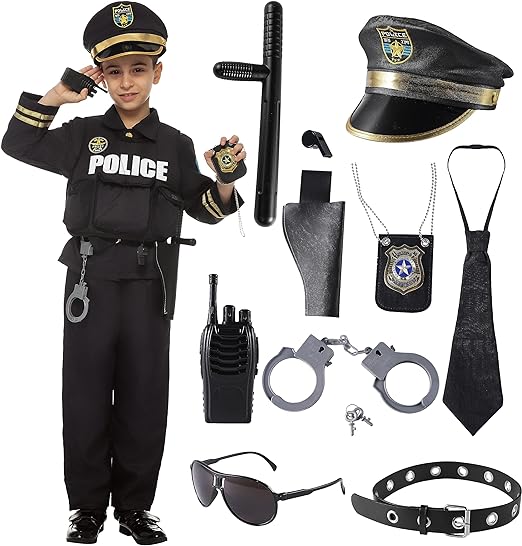 Photo 1 of kids size Medium Spooktacular Creations Police Costume for Kids (Boys) in Dark Premium Style for Police Themed Events, Parties, and More
