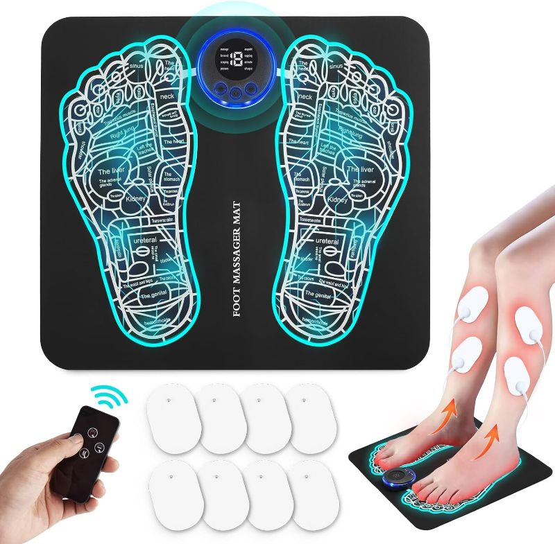 Photo 1 of EMS Foot Massager Mat with Remote Control -Improve Circulation, Muscle Relaxation, Pain Plantar Relief,Back & Leg Foot Massage, 8 Body Pads
