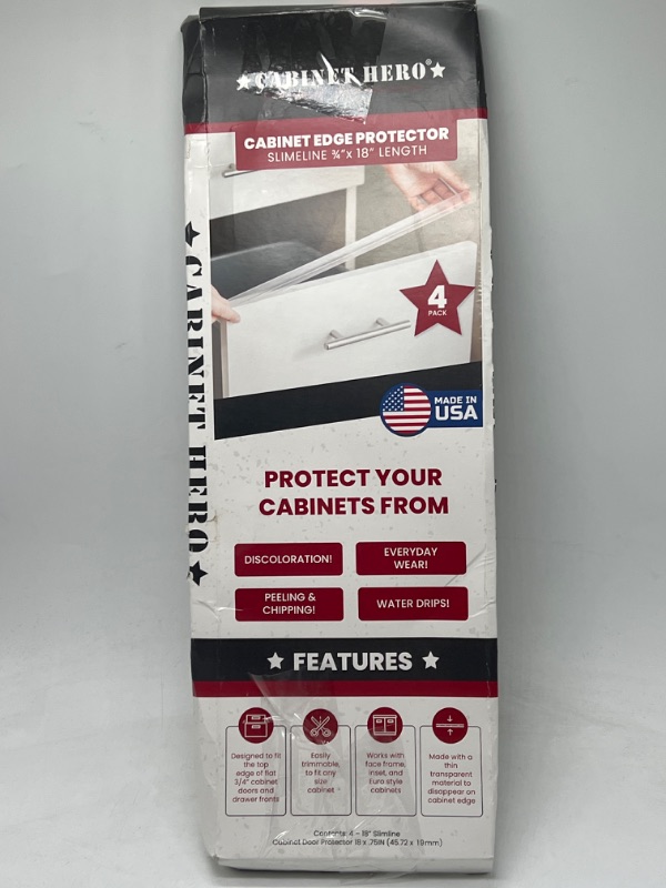 Photo 3 of CABINET HERO Slimline - Slip on Cabinet Door Protector Edge Guard - Clear - ¾” Thick - 18” Length (Pack of 4)
