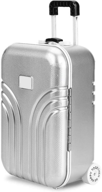 Photo 1 of Semme Toy Suitcase, Dolls Travel Suitcase, Mini Size Trolley Case with Open and Close Carry On Luggage Simulation Rolling Suitcase Toy(Silver)
