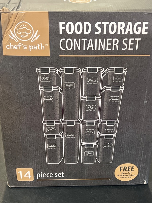 Photo 3 of Chef's Path Airtight Food Storage Containers with Lids 14 PC - Plastic Kitchen Storage Containers for Pantry Organization and Storage - Cereal, Rice, Pasta, Flour and Sugar Containers
