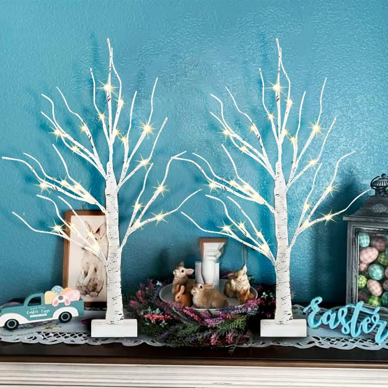 Photo 2 of 2-Pack 2FT Lighted Birch Tree for Easter Decor with Timer, Easter Tree Spring Decor Birch Tree with 48 LED Warm White Lights, Artificial Tree Light for Indoor Easter Decorations Home Decor
Only one staind