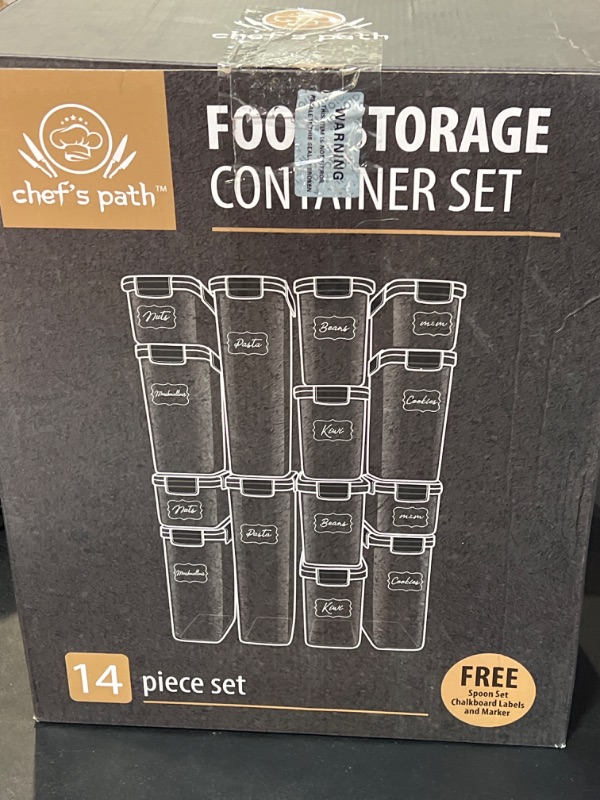 Photo 3 of Chef's Path Airtight Food Storage Containers with Lids 14 PC - Plastic Kitchen Storage Containers for Pantry Organization and Storage - Cereal, Rice, Pasta, Flour and Sugar Containers
