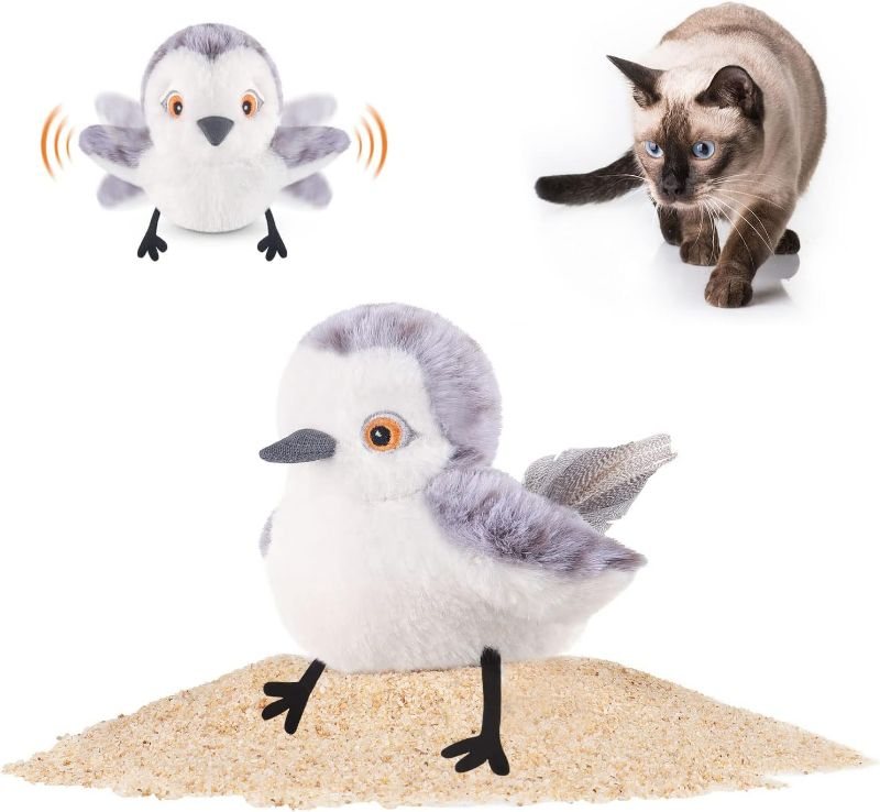 Photo 1 of Potaroma Cat Toys Flapping Bird (No Flying), Lifelike Sandpiper Chirp Tweet, Rechargeable Touch Activated Kitten Toy Interactive Cat Exercise Toys for All Breeds Cat Kicker Catnip Toys 4.0"
