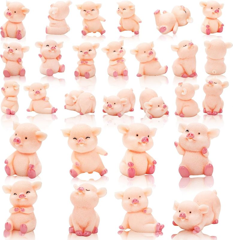 Photo 1 of Goaste 40 Piece Miniature Pig Figurines, Cute Pink Piggy Toy Figures, Tiny Resin Pig Cake Toppers for Cake Decoration, DIY Crafts, Fairy Garden Decoration, Table Centerpieces, Home Decor
