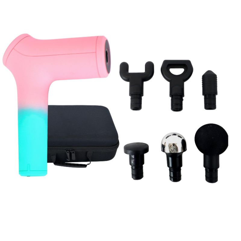 Photo 1 of BCORE MASSAGE GUN CHARGES 6 HOURS FOR FULL POWER 10 SPEED LEVELS 6 ADJUSTABLE HEADS FOR UPPER BODY OR LOWER BODY COLOR MINT AND PINK NEW 