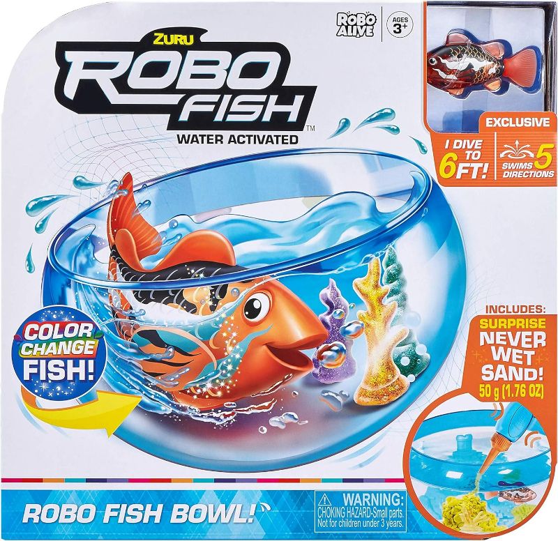 Photo 1 of Robo Fish Water Activiated Swimming Pets Fish Bowl Playset by ZURU Color Changing Toys and Never Wet Sand
