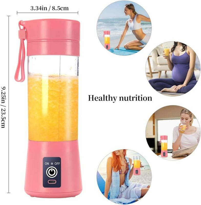 Photo 2 of Portable Blender Cup,Electric USB Juicer Blender,Mini Blender Portable Blender For Shakes and Smoothies, Juice,380ml, Six Blades Great for Mixing,Bule
