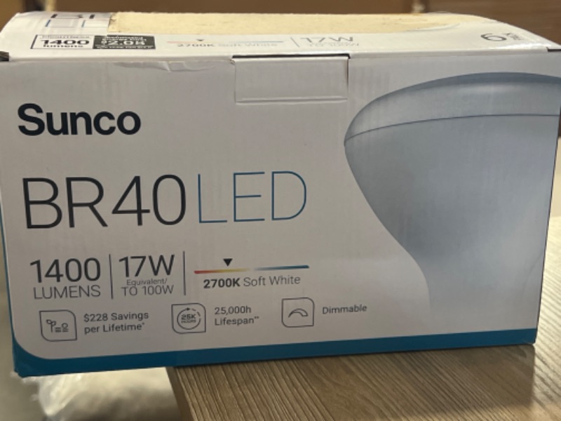 Photo 2 of Sunco Lighting 6 Pack BR40 Light Bulb, LED Indoor Flood Light, Dimmable, 6000K Daylight White Deluxe 1400 Lumens, E26 Base, Recessed Can Light, High Lumen, Flicker-Free - UL 100W Equivalent 17W
