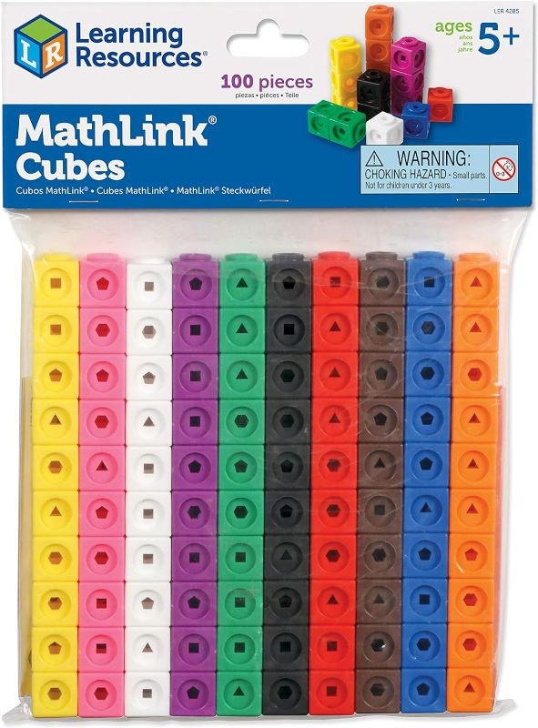Photo 1 of Learning Resources MathLink Cubes - Set of 100 Cubes, Ages 5+ Kindergarten, STEM Activities, Math Manipulatives, Homeschool Supplies, Teacher Supplies,Easter Basket Stuffers?
