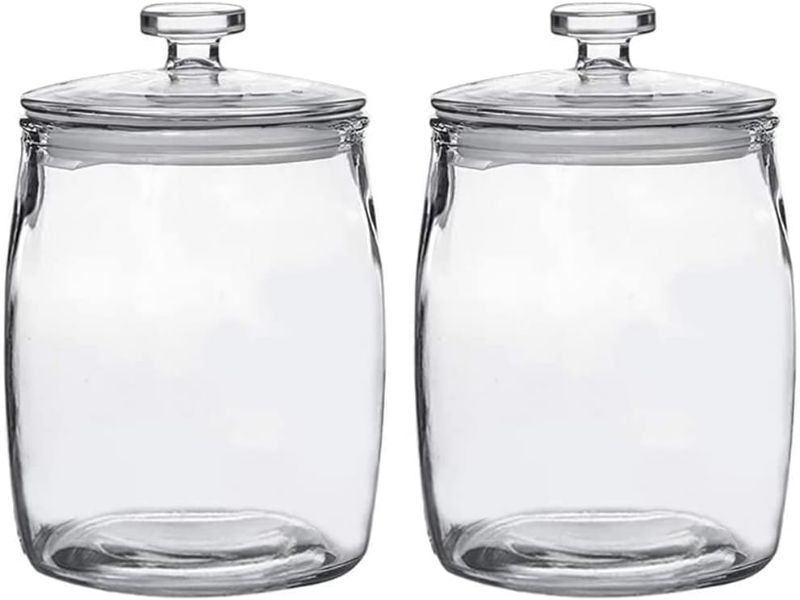 Photo 1 of Ritayedet Glass Canisters for Kitchen Storage, 1/2 Gallon Glass Jars with Lid for Flour, Sugar, Set of 2 Wide Mouth Apothecary Jars
