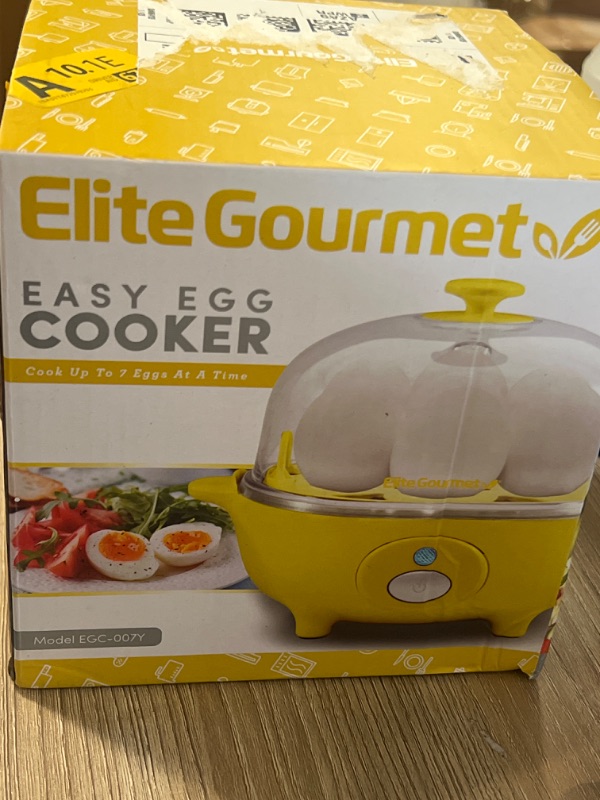 Photo 2 of Elite Gourmet EGC-007Y Rapid Egg Cooker, 7 Easy-To-Peel, Hard, Medium, Soft Boiled Eggs, Poacher, Omelet Maker, Auto Shut-Off, Alarm, 16-Recipe Booklet, Yellow
