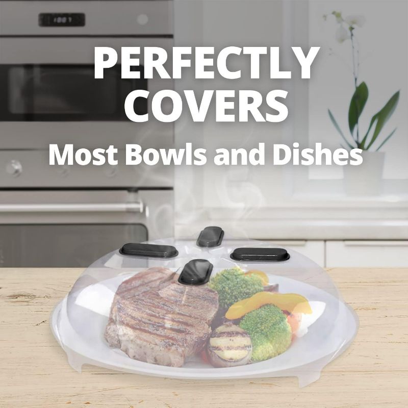 Photo 2 of HOVER COVER Magnetic Microwave Cover for Food | Clear Microwave Splatter Cover | Microwave Plate Cover with Steam Vents | Food Grade Dish Cover | BPA-Free | Dishwasher Safe | Black
