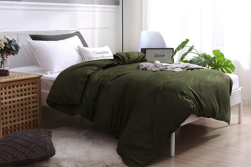 Photo 2 of F.Y.Dreams Weighted Blanket Duvet Cover 60x80 inches with 8 Ties,Zipper on Long Side/100% Cotton, Amy Green/Just Duvet Cover
