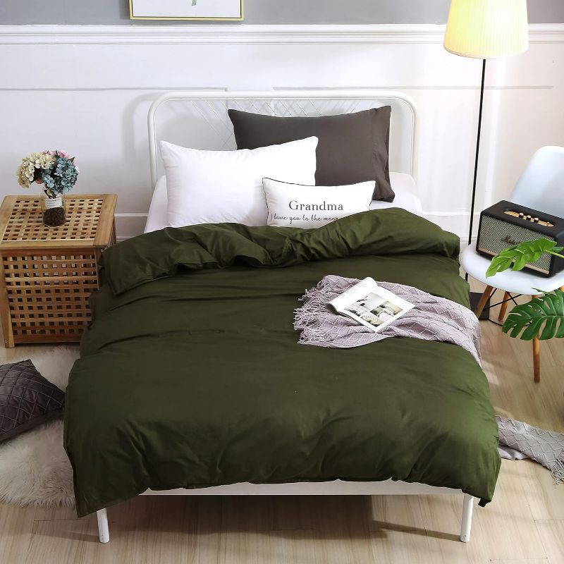 Photo 1 of F.Y.Dreams Weighted Blanket Duvet Cover 60x80 inches with 8 Ties,Zipper on Long Side/100% Cotton, Amy Green/Just Duvet Cover
