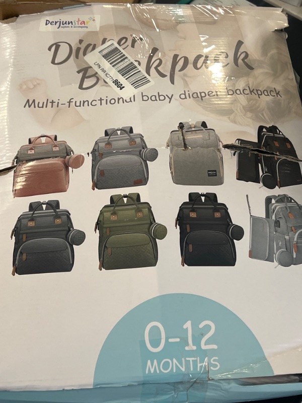 Photo 2 of DERJUNSTAR Diaper Bag Backpack,Baby Diaper Bags, Mothers Day Gifts, Multifunctional Travel Diaper Waterproof Backpack for Baby Boy & Girls, with Portable Diaper Pad,Grey Light Grey