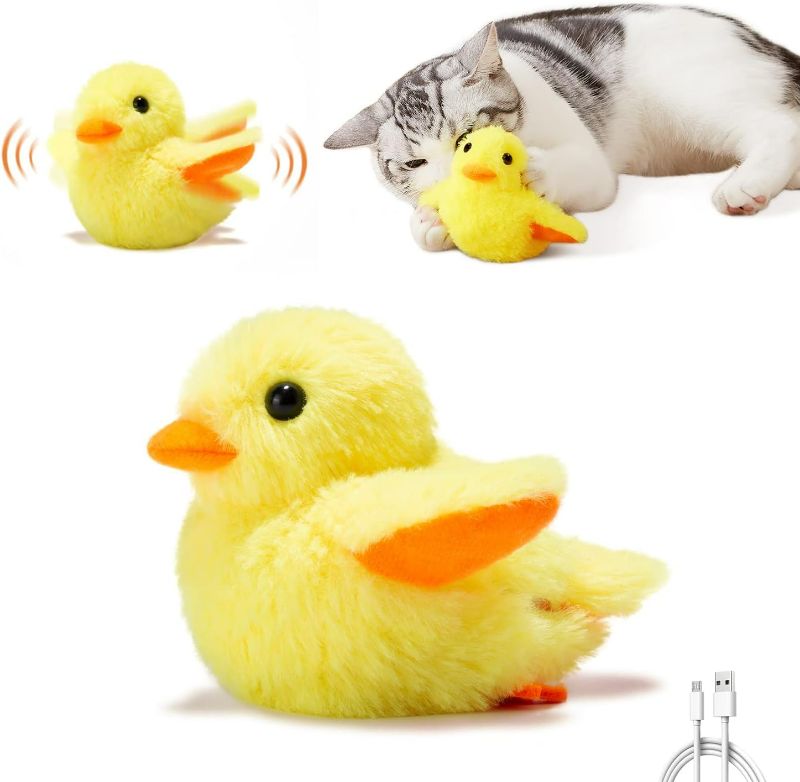Photo 1 of Potaroma Cat Toys Rechargeable Flapping Duck with SilverVine Catnip, Lifelike Quack Chirping, Touch Activated Kitten Kicker Plush Interactive Exercise Toys for All Breeds
