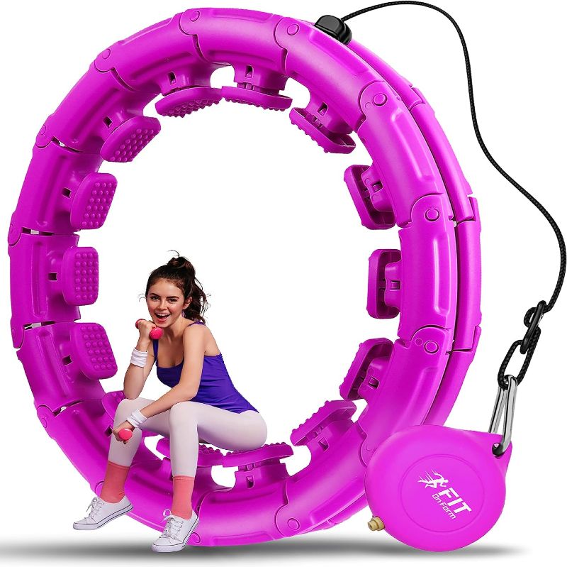 Photo 2 of Infinity Weighted Hula Fit Hoop for Adult Weight Loss, 2 in 1 Smart Fitness Exercise Hoop for Women Abs Workout, Fit on Form 24/28/32 Detachable Knots
