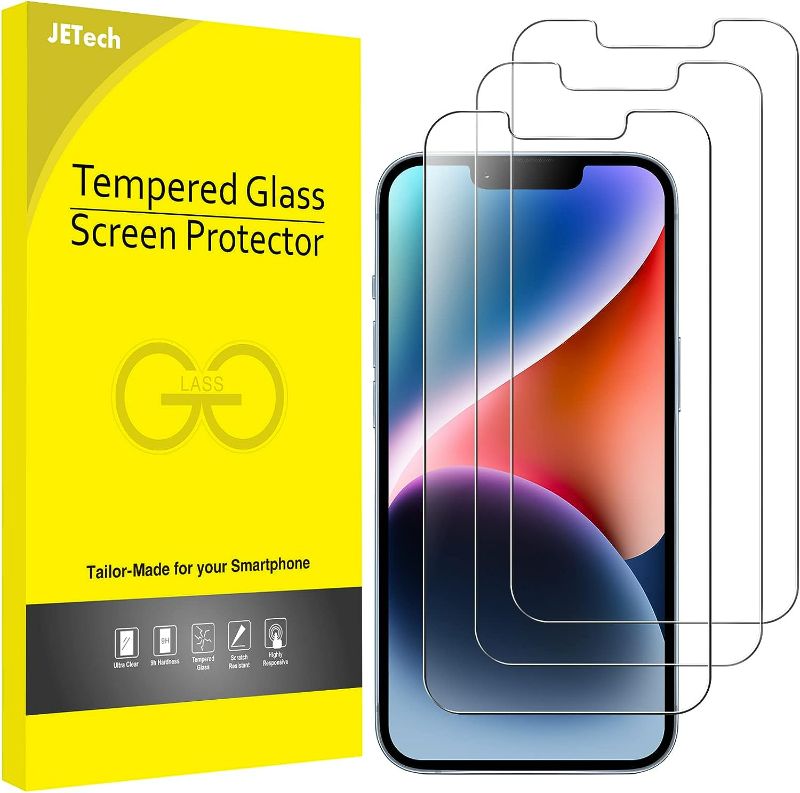 Photo 1 of JETech Screen Protector for iPhone 14 6.1-Inch, Tempered Glass Film, 3-Pack
