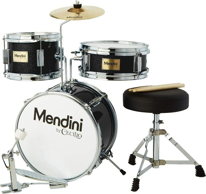 Photo 1 of Mendini By Cecilio Kids Drum Set - Junior Kit w/ 4 Drums (Bass, Tom, Snare, Cymbal), Drumsticks, Drum Throne - Beginner Drum Sets & Musical Instruments
