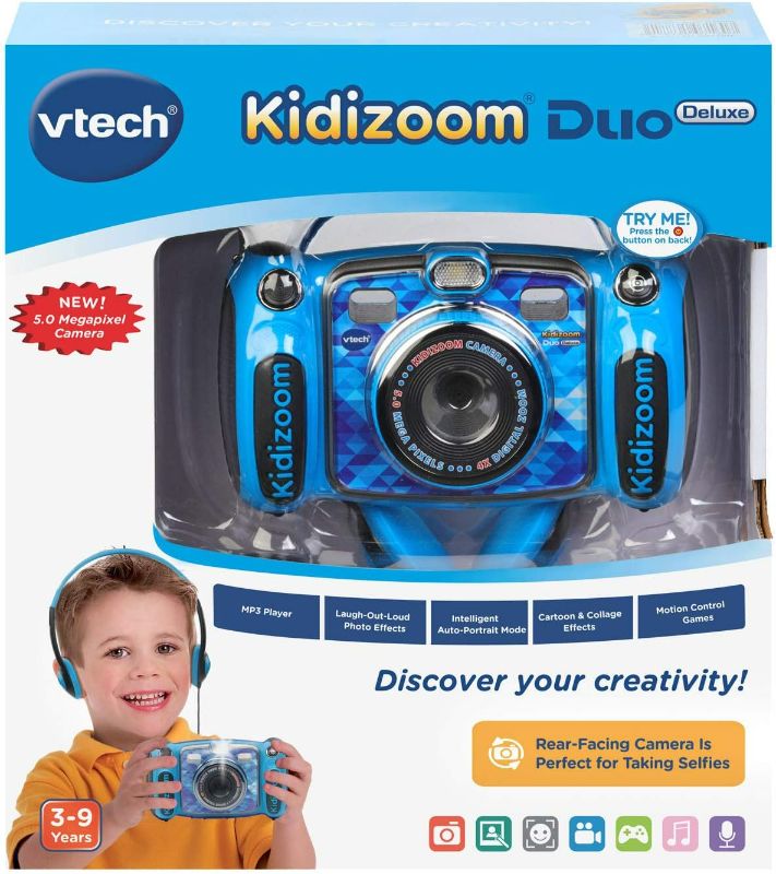 Photo 3 of VTech Kidizoom Duo 5.0 Deluxe Digital Selfie Camera with MP3 Player and Headphones, Blue Blue Selfie Camera