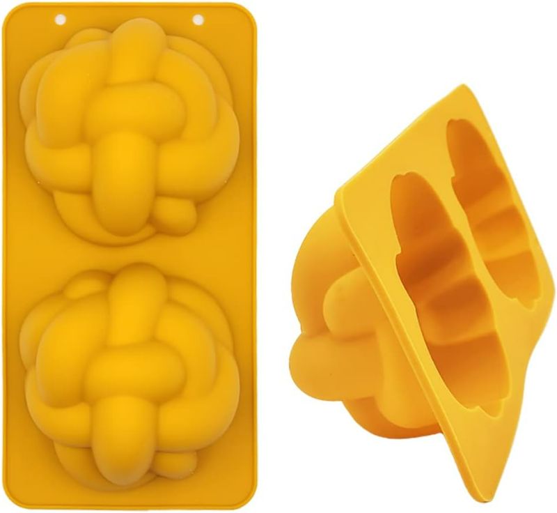 Photo 1 of The Dreidel Company Silicone Challah Braid Bread Mold Bakeware, Small Challettes, Perfect Kosher Challah Braided Baking Mold Pan, No Shaping Required (Single)
