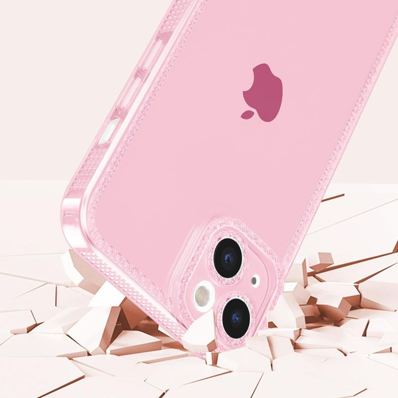 Photo 2 of ZTOFERA Designed for iPhone 15 Plus 6.7 inch,Sparkly Cute Clear Case for Women Girls,Glitter Bling Flexible Soft TPU Silicone Bumper Protective Cover for iPhone 15 Plus,Pink
