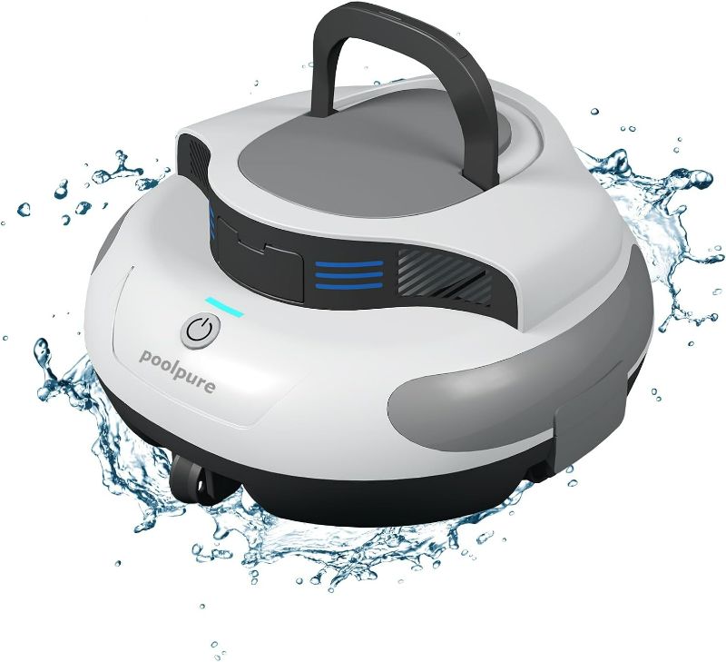 Photo 1 of Upgraded - POOLPURE Robotic Pool Vacuum, Cordless Pool Cleaner Lasts 2 Hours, Self-Parking, Dual-Motor, IPX8 Waterproof, Automatic Cleaner Ideal for Above/In-Ground Flat Pools up to 40 Feet
