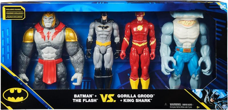 Photo 2 of DC Comics, Batman vs. Gorilla Grodd 4-Pack, 30-cm Action Figures (Batman, The Flash, Gorilla Grodd, King Shark), Kids’ Toys for Boys and Girls Aged 3 and Up
