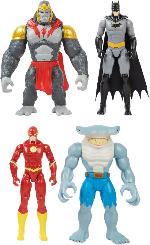 Photo 1 of DC Comics, Batman vs. Gorilla Grodd 4-Pack, 30-cm Action Figures (Batman, The Flash, Gorilla Grodd, King Shark), Kids’ Toys for Boys and Girls Aged 3 and Up
