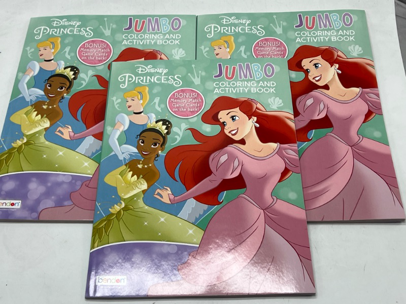 Photo 2 of 3 Pack Disney Princess Coloring Book and Activity - Little Mermaid Ariel - Cinderella 