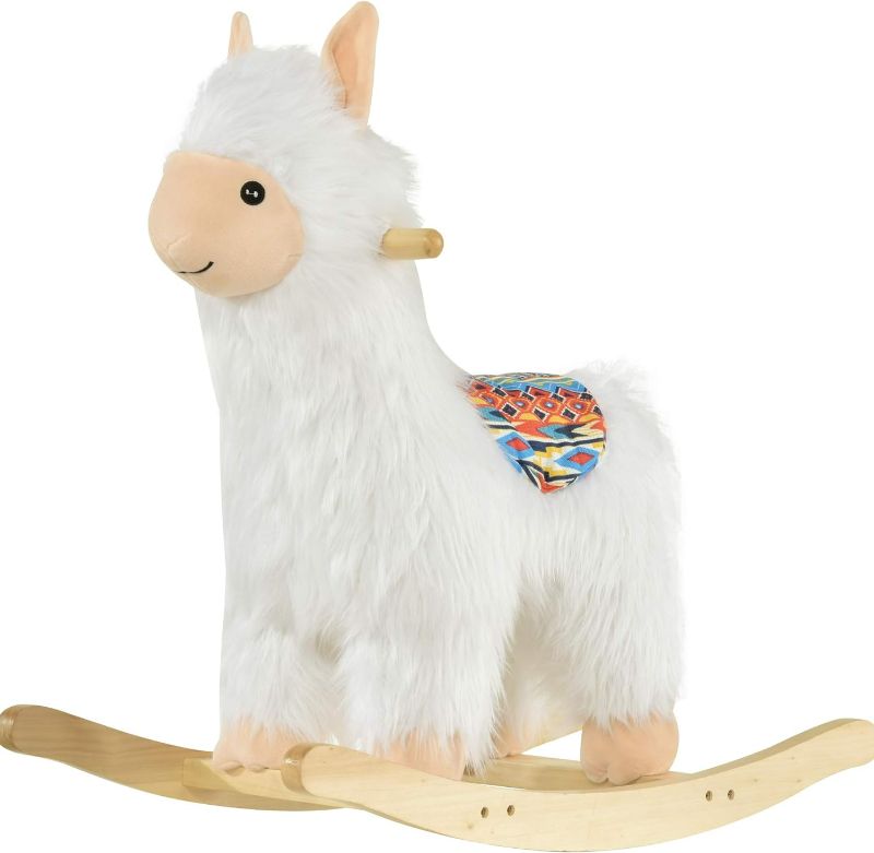 Photo 1 of Qaba Kids Ride-On Rocking Horse Toy Llama Style Rocker Soft Plush Fabric for Children 18-36 Months
