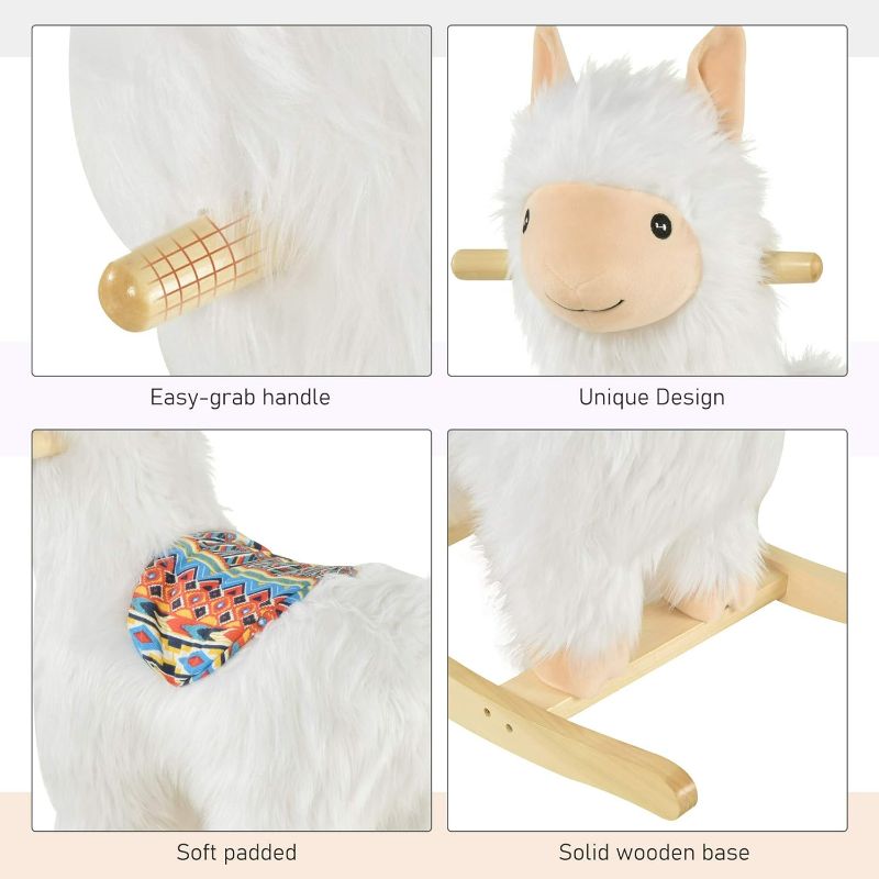 Photo 2 of Qaba Kids Ride-On Rocking Horse Toy Llama Style Rocker Soft Plush Fabric for Children 18-36 Months
