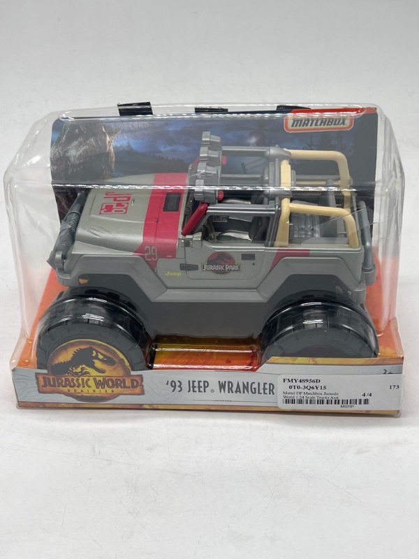 Photo 3 of Matchbox Jurassic World Dominion Jeep Wrangler 124-Scale Truck with Large Wheels, Toy Gift and Car Collectible for Dinosaur Fans