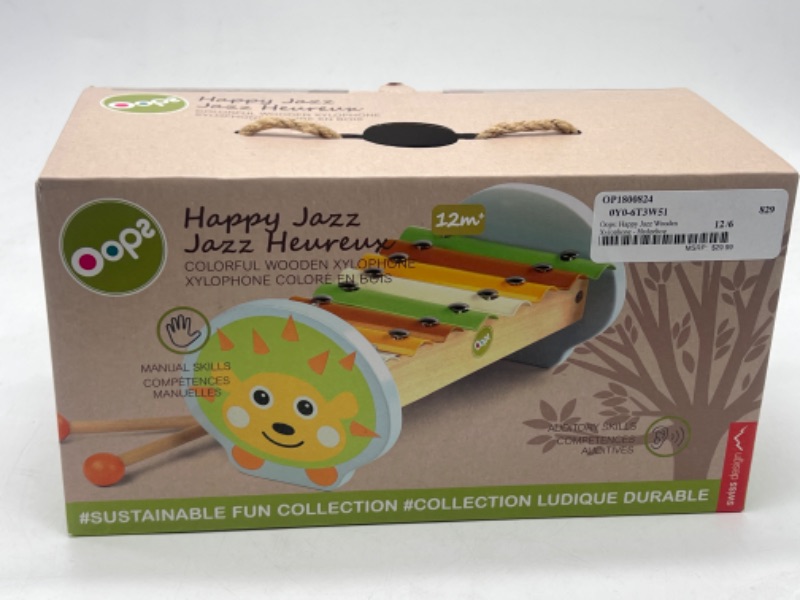 Photo 2 of OOPS Happy Jazz Wooden Xylophone, Musical Instrument Activity Toy for Toddlers in Hedgehog Character

