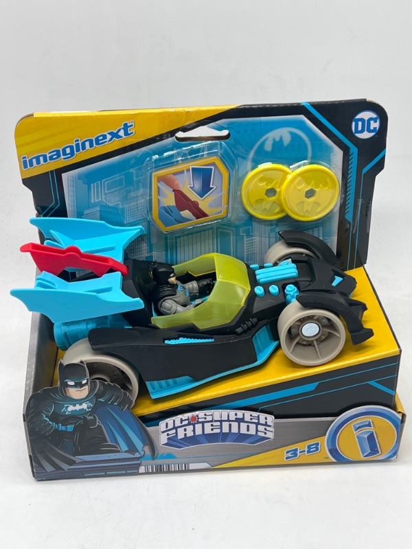 Photo 2 of Fisher-Price Imaginext DC Super Friends Batman Toy Bat-Tech Racing Batmobile with Lights & Poseable Figure for Preschool Kids Ages 3+ Years?